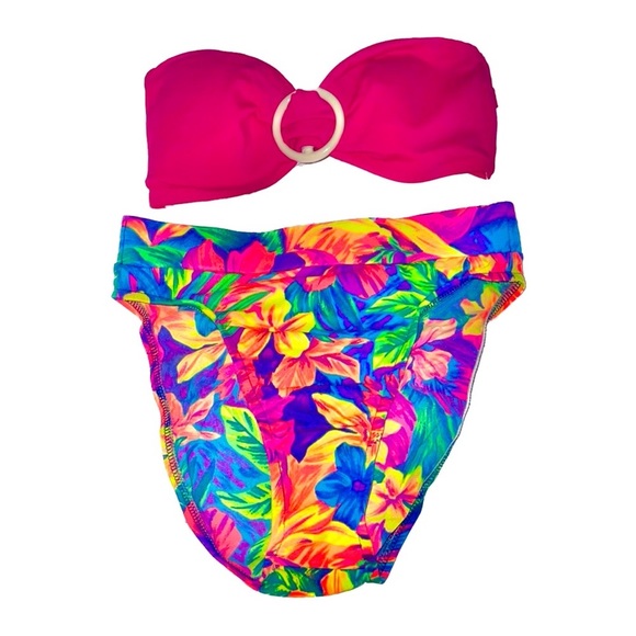 Y2K Victoria’s Secret Swim Pink Strapless Bikini Top with Vintage 90s Bottom set - Picture 13 of 13